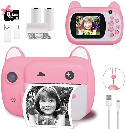 Instant Print Camera for Kids, Upgrade Selfie Kids Camera, Digital Zero Ink