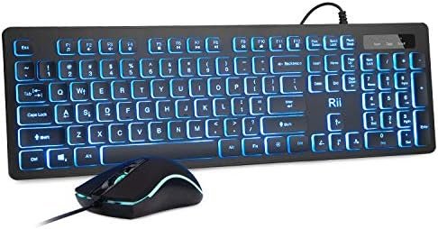 Rii Three Colors Backlit Business Keyboard,Gaming Keyboard and Mouse Combo