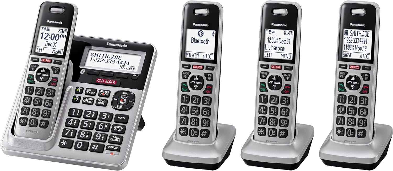 Panasonic KX-TG994 DECT 6.0 Bluetooth 4-Handset Phone Bundle